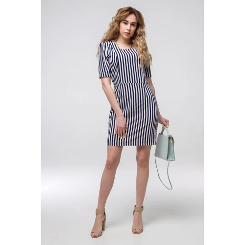 Платье FLFashion Китти ППК 2172 42 черно-белое повседневное до середины бедра: Состав Полиэстер