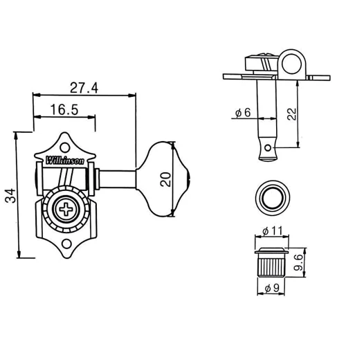 Колок Колки PAXPHIL WJ-28 3+3 BK
