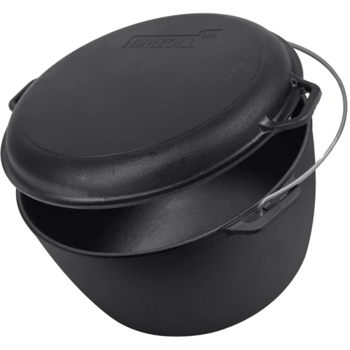 Казан чугунный Brizoll туристический 10 л с крышкой-сковородой (KT10-2)