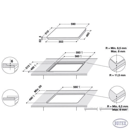Варочная поверхность электрическая Whirlpool SMC 604 F/BT: Расположение панели спереди