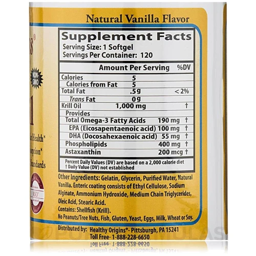 Healthy Origins Krill Oil 1,000 mg (K-Real) 120 Softgels Масло криля: Тип масло Кріля