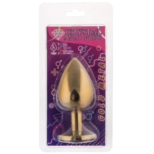 Анальная пробка, Gold Heart Pink-Rhodolite, S