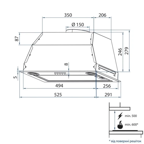 Вытяжка Minola HBI 5222 WH 700 LED: Тип воздухоочистителя Рециркуляция, Отвод