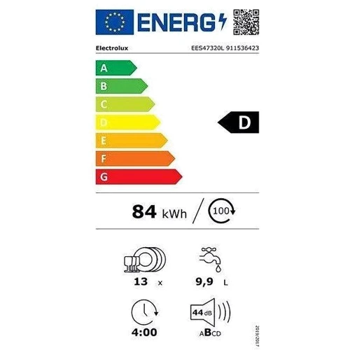 Вбудовувана посудомийна машина Electrolux EES47320L: Розміри 81.5х59.6х55 см