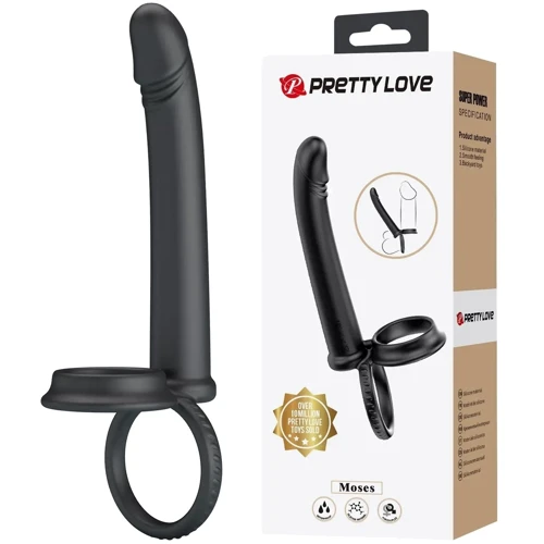 Кільце ерекційне з насадкою для анального сексу LYBAILE Pretty Love - Moses Black (BI-210332)