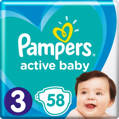 Подгузники Pampers Active Baby Midi Размер 3 (6-10 кг), 58 шт (8001090949707): Пол ребенка Унисекс