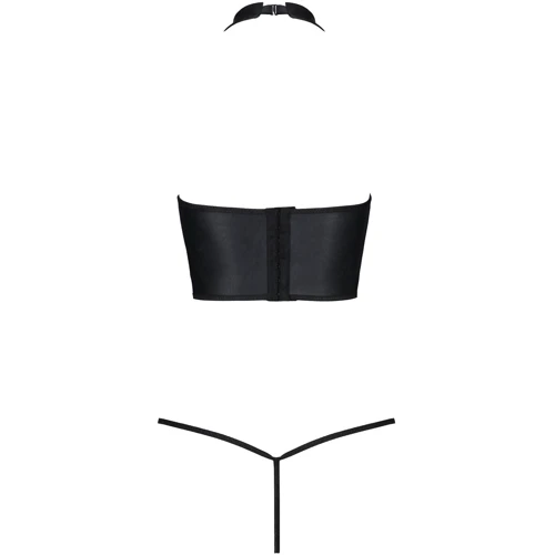 Комплект белья с открытой грудью Passion GENEVIA SET WITH OPEN BRA Black S/M