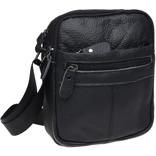 Чоловіча сумка через плече Keizer чорна (K11816-black): Матеріал Натуральна шкіра