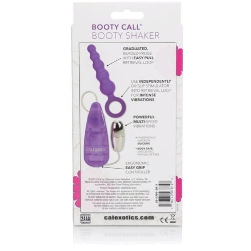 Анальная вибро-пробка Booty Call Booty Shaker, 10.3x2.5 см, фиолетовый