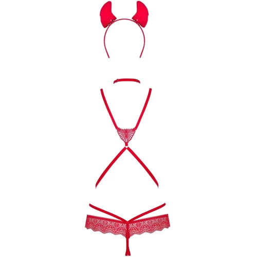 Откровенный костюм дьяволицы Obsessive Evilia red S/M