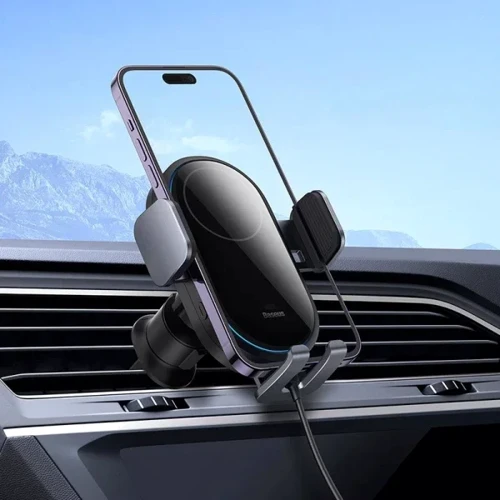 Держатель Baseus Car Holder Air Vent Wireless Charger LightChaser 15W Black (C40355900121-00) фото 8