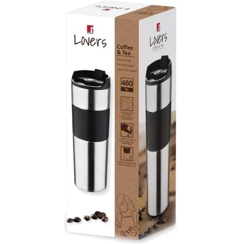 Термокухоль Bergner Coffee & tea lovers BG-37789-BK 460 мл (00000025199): Матеріал корпусу Пластик, Нержавеющая сталь