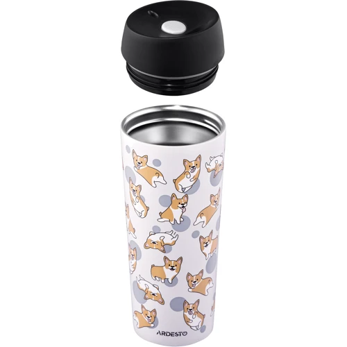 Термокухоль Ardesto Coffee Time Corgi 450 мл сіра (AR2645CR): Матеріал корпусу Сталь