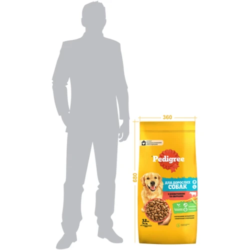 Сухой корм Pedigree для взрослых собак с говядиной и овощами 12кг (5998749145043): Класс Премиум