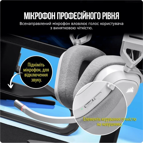 Наушники Corsair HS80 RGB Wireless White (CA-9011236-EU) фото 5