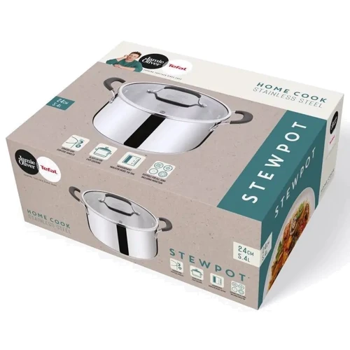 Кастрюля Tefal Jamie Oliver Home Cook 24 см 5.4 л (E3184655): Форма Круглая