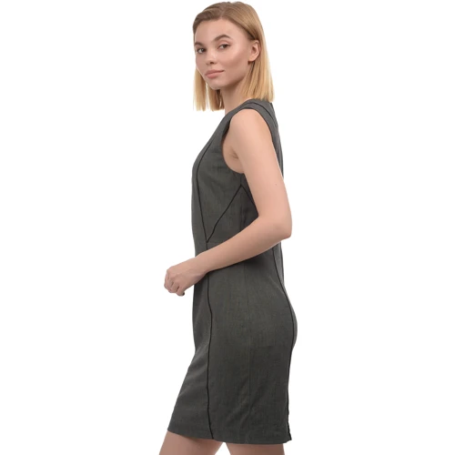 Платье H&M 3024404 42 серое деловое до середины бедра: Длина рукава Без рукава