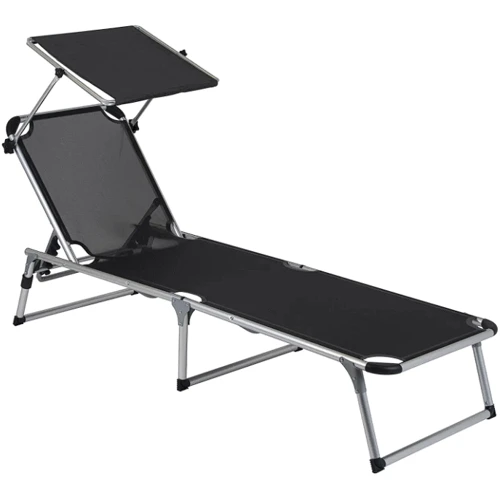 Кровать для кемпинга Bo-Camp Sun Lounger With Sunscreen 5 Positions Black раскладная (1304460)