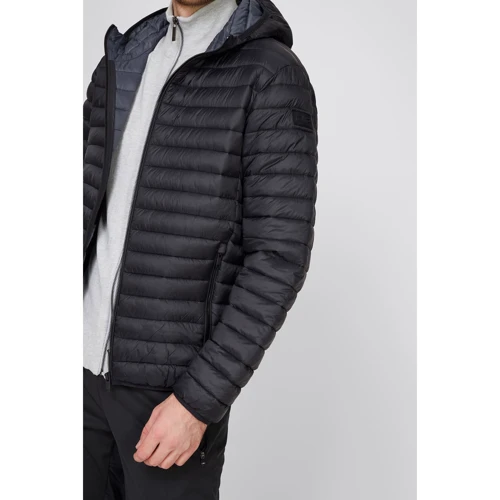 Куртка CMP Man Jacket Fix Hood Nero-Titanio 30K2747-87UH 52 черная демисезонная с капюшоном: Длина рукава Длинный