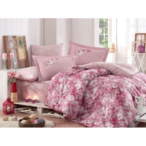 Комплект постільної білизни Hobby Exclusive Sateen Romina рожевий сатин євро (22857)