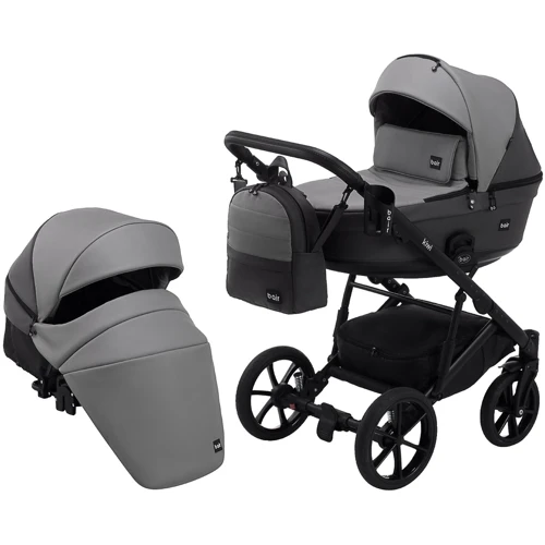 Коляска 2 в 1 Bair Kiwi шкіра 100% BK-21/15 сірий - графіт