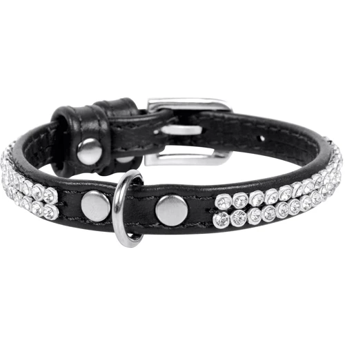 Нашийник WAUDOG Glamour "Полотно стрази" 12 мм 21-29 см чорний (33081): Колір чорний