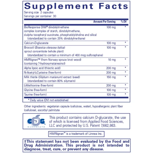 Pure Encapsulations DIM Detox Підтримка детоксикації печінки та метаболізму гормонів 60 капсул