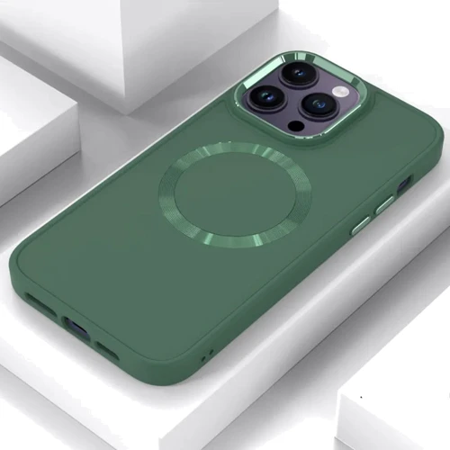 Чехол для iPhone TPU Case Bonbon Metal Style with MagSafe Pine Green for iPhone 13: Цвет зеленый