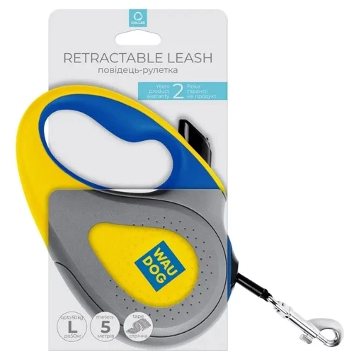 Поводок-рулетка Waudog R-leash Colors of freedom для собак светоотражающая лента L до 50 кг 5 м (383-4020): Вес собаки, до 50 кг