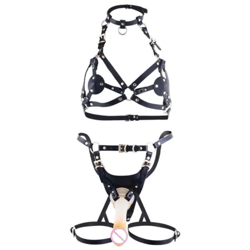 Сбруя со страпоном LOCKINK SEVANDA Queen Sheba Set with Golden Dildo
