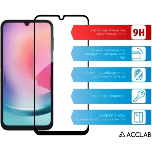 Аксесуар для смартфона ACCLAB Tempered Glass Full Glue Black для Samsung A245 Galaxy A24 4G/M346 Galaxy M34 5G: Сумісність Samsung A245 Galaxy A24 4G/M346 Galaxy M34 5G