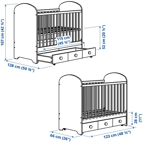 Кровать с ящиком ІКЕА GONATT 60х120 см белый (304.670.92)
