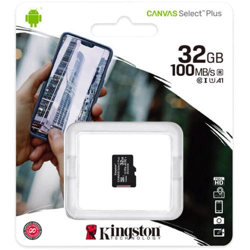 Карта памяти Kingston 32GB microSDHC UHS-I U1 V10 A1 Canvas Select Plus (SDCS2/32GBSP): Объем 32 ГБ