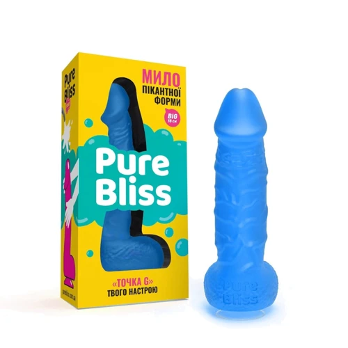 Крафтове мило-член із присоскою Pure Bliss BIG Dark Blue, натуральне