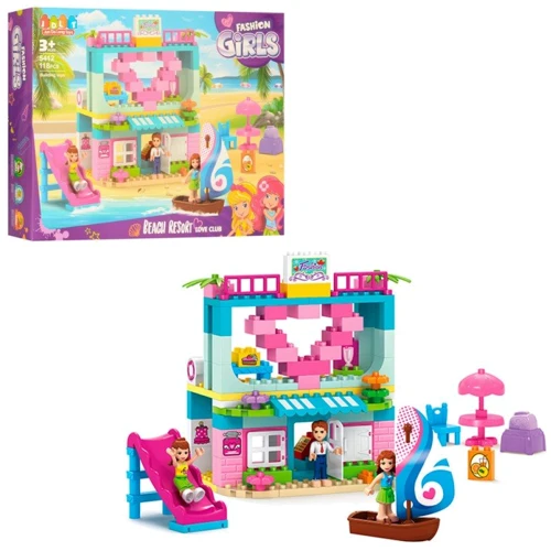 Конструктор JDLT 5412 кафе, горка, лодка, фигурки, 118дет, 55-42-10см: Производитель Jdlt