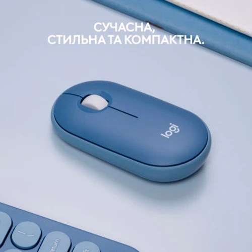 Мышь Logitech Pebble M350 Wireless Blueberry (910-006753): Интерфейс подключения Bluetooth, Wireless