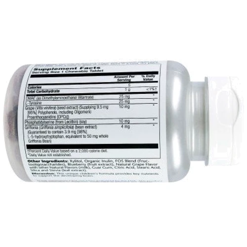 Solaray Focus For Children 60 Chewables Grape Flavor Підтримка мозку, що розвивається дітей, зі смаком винограду: Форма випуску таблетки жувальні