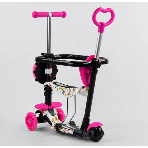 Детский самокат 5 в 1 Best Scooter S 8509 Розовый с белым: Тип тормоза ножной