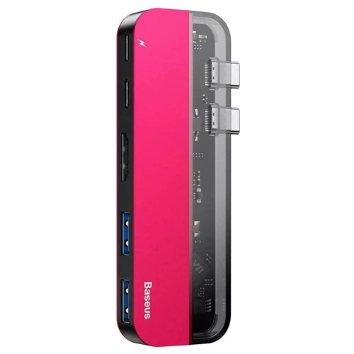 Адаптер Baseus Adapter Dual USB-C to 2xUSB-C + 2xUSB + HDM Red (CAHUB-TS09): Інтерфейс підключення USB-C