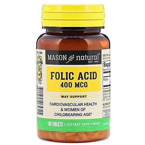Mason Natural Folic Acid 400 mcg Фолієва кислота 100 таблеток