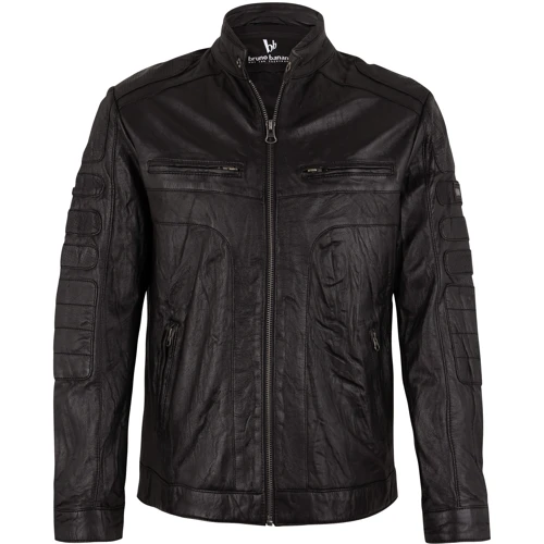 Кожаная куртка Bruno Banani 21639944 48 черная демисезон: Длина рукава Длинный