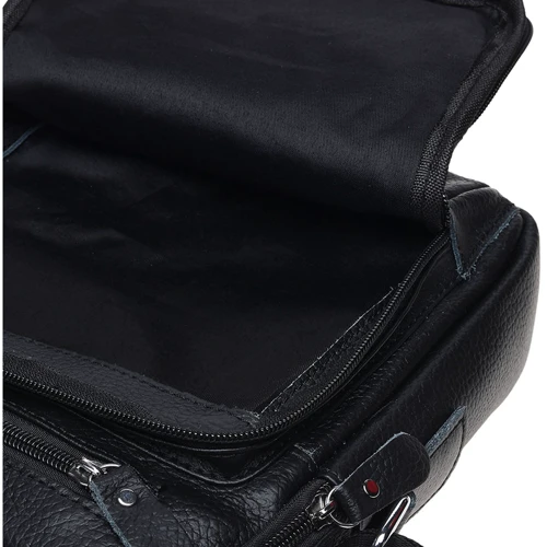 Мужская сумка планшет Borsa Leather черная (K15112-black): Тип ручки Плечевой ремень