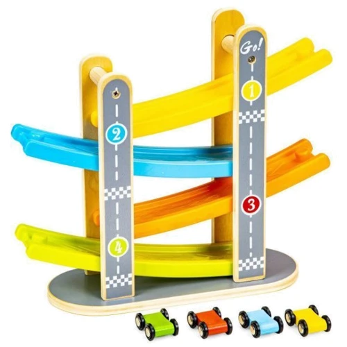 Деревянный скоростной спуск Ecotoys с машинками (SAWT093-3)
