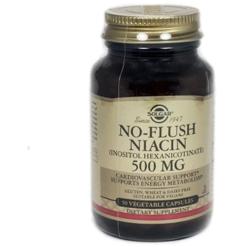 Solgar No-Flush Niacin 500 mg (Vitamin B3) (Inositol Hexanicotinate) 50 Vegetable Capsules