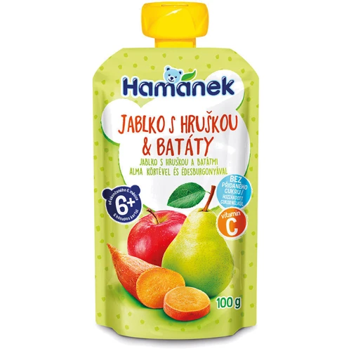 Пюре Hamanek яблоко с грушей и бататом 100 г (1215911)