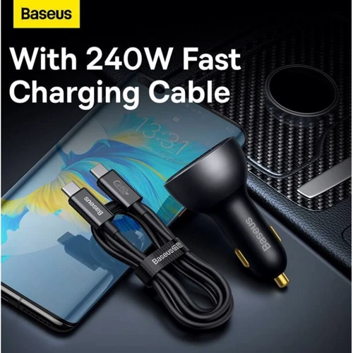 Зарядное устройство Baseus Car Charger USB+USB-C 140W with USB-C Cable Black (CGZX070001) фото 12