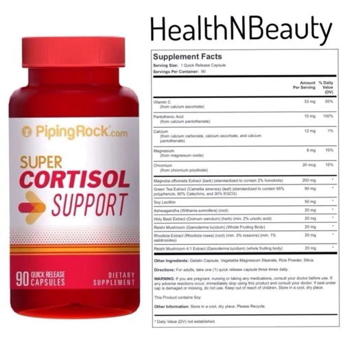 Piping Rock Super Cortisol Support 90 Capsules Суперефективний комплекс для нормалізації секреції кортизолу: Форма випуску капсули