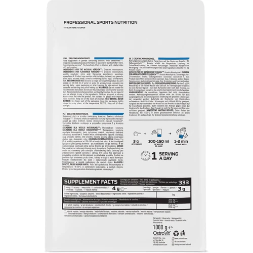 Креатин OstroVit Creatine Monohydrate 1000 g / 333 servings / natural: Вес 1000 г