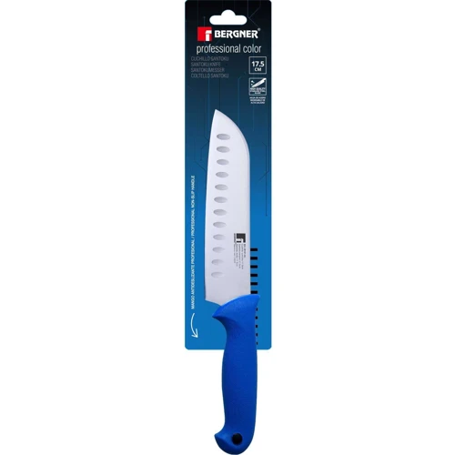 Ніж Bergner Professional color санток 17.5 см (BG-39141-BL): Лезо Нержавеющая сталь