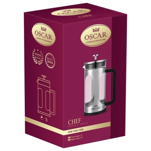 Френч-пресс OSCAR Chef 1л (OSR-7303-1000): Материал Стекло, Сталь, Пластик